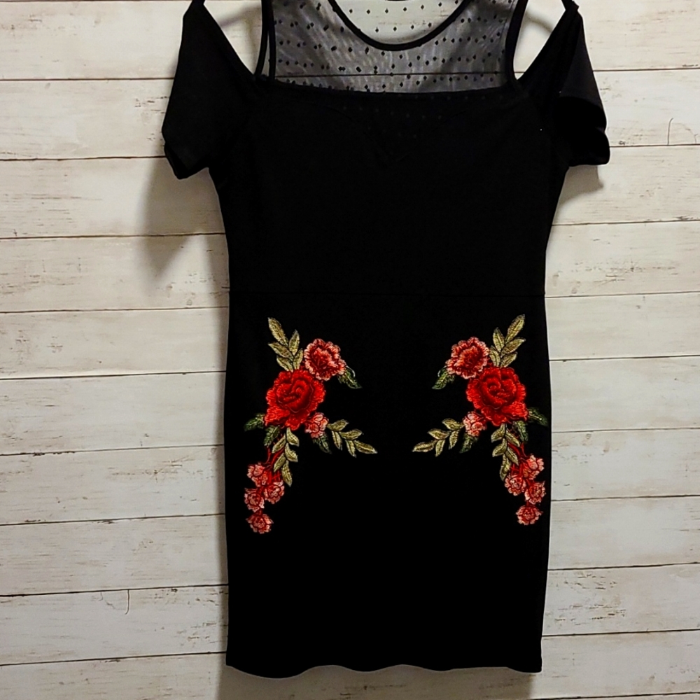 Beautiful black dress, floral pattern